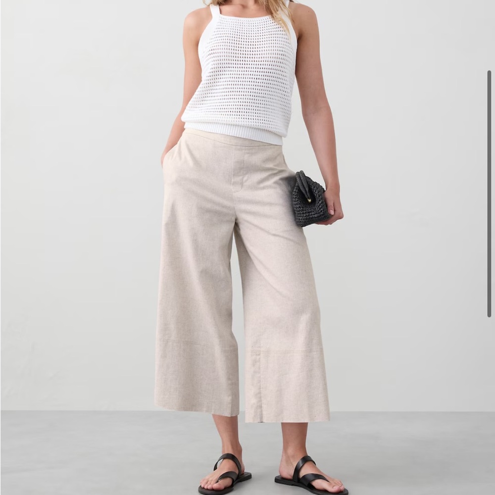 Banana Republic WIDE-LEG LINEN-BLEND CROPPED PULL-ON PANT